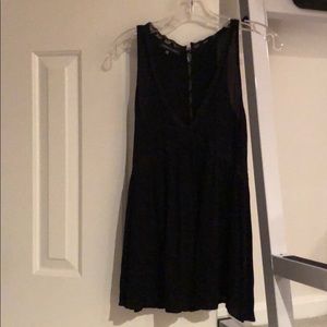 Black t shirt dress with lace crossing in front